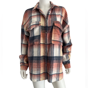 Acoa oversized‎ wool blend plaid shacket